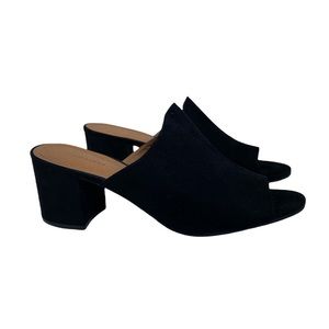 14th and Union Women’s Size 9.5 Black Suede Block Heel Mules Open Toe Slip On